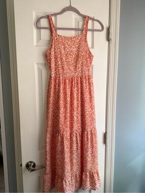 Jessica Simpson Orange Floral Tiered Maxi Dress